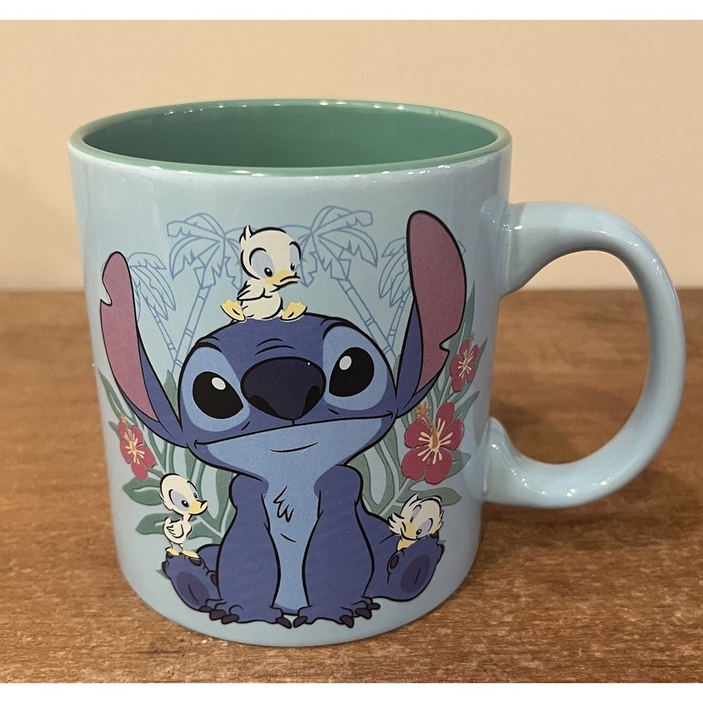 Disney Lilo & Stitch Tropical Floral‎ Mug Ducks Ceramic 20 oz Cup Silver Buffalo
